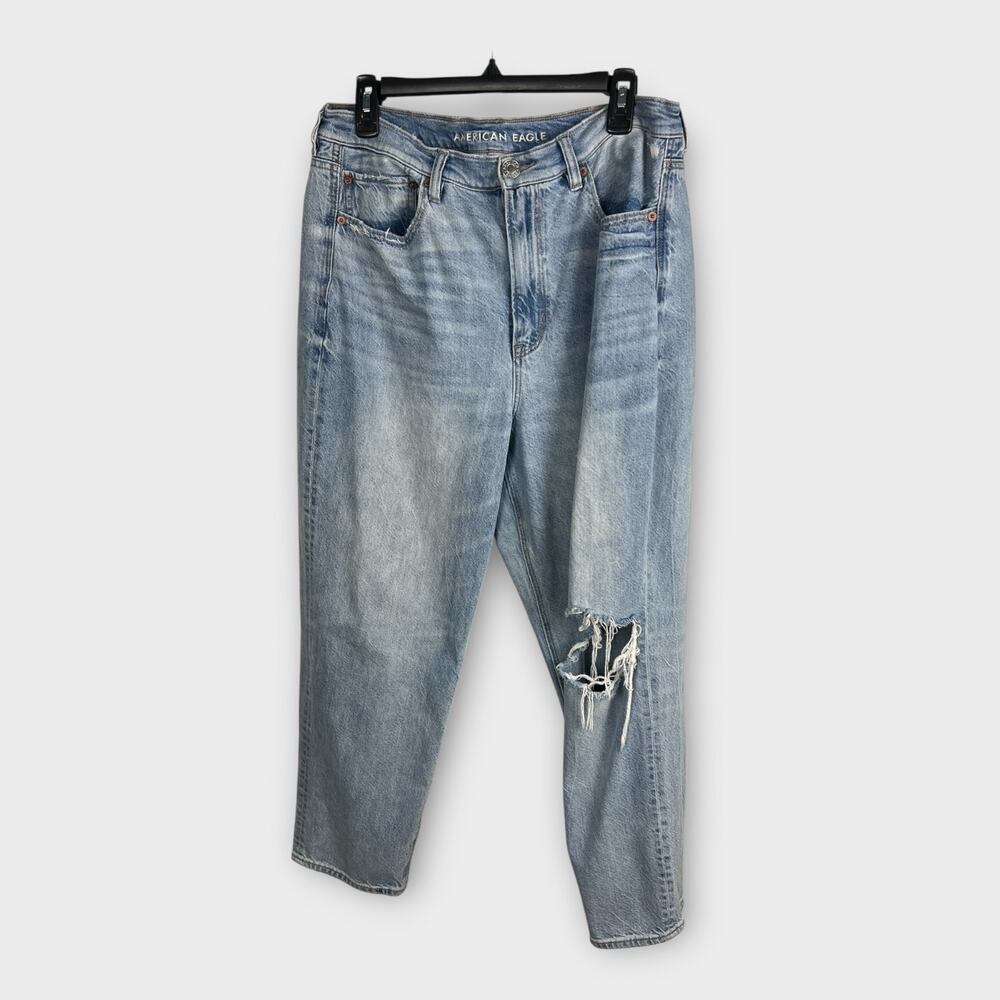 American Eagle Jeans Womens 14 R 90s Boyfriend Distressed Baggy High Rise